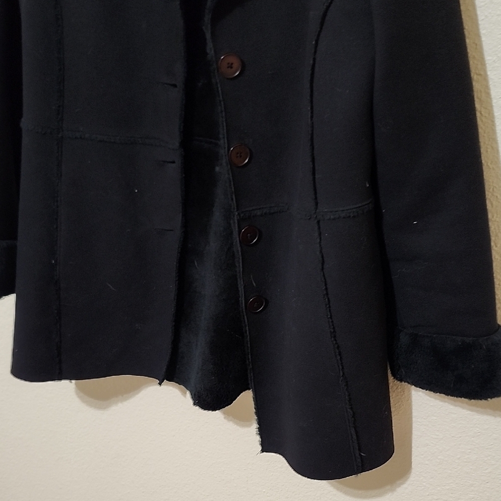 Style & Co Black Pea Coat with Notched Lapel - Picture 6 of 14